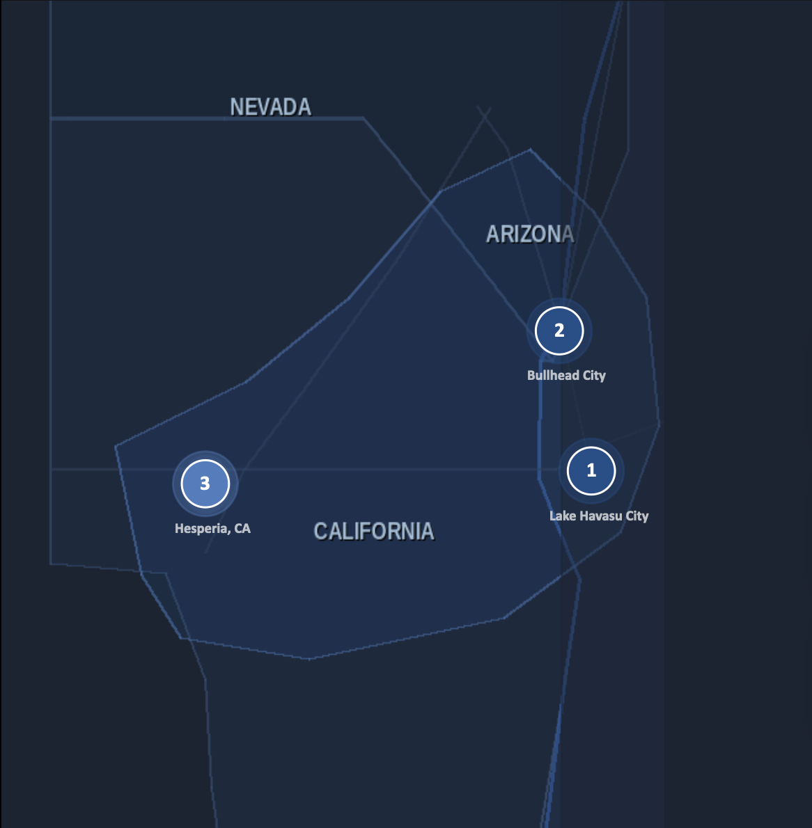 Service area map — Mohave and San Bernardino County